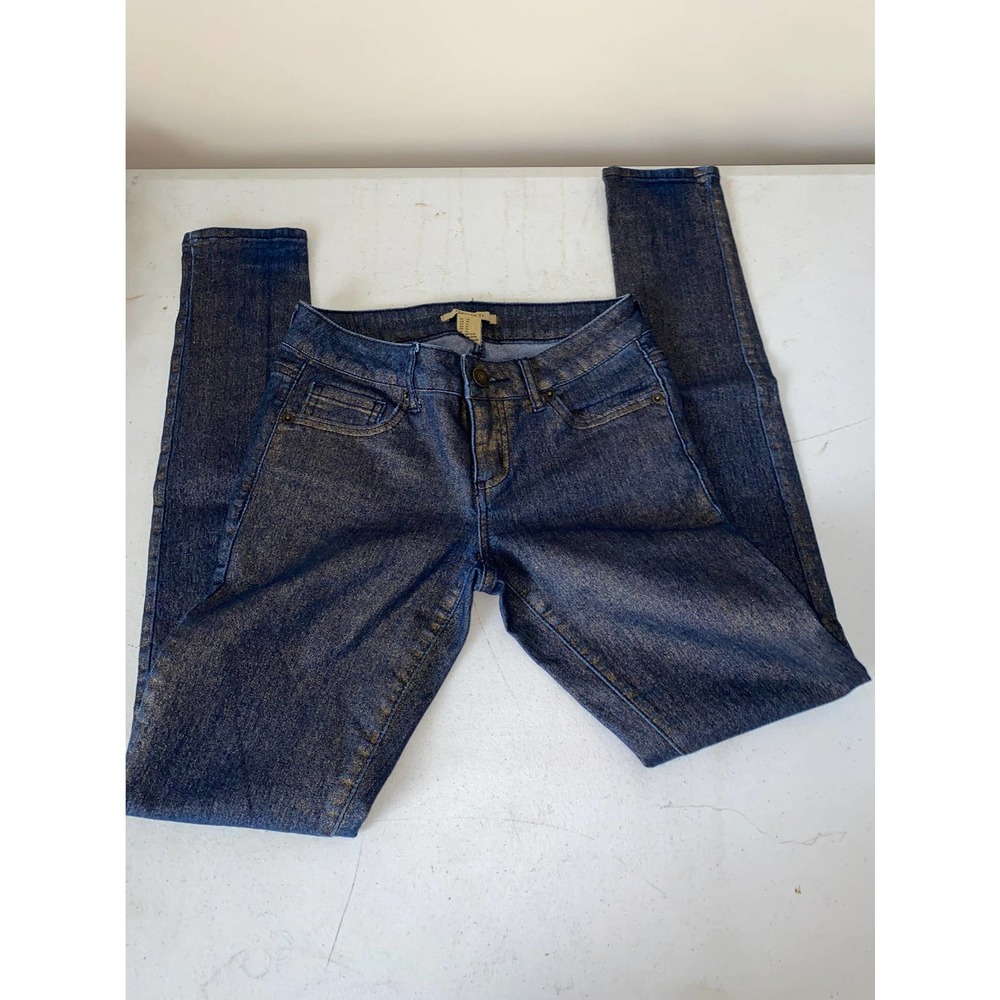 Forever 21 Juniors Blue Jeans with Gold Shimer EUC size 24